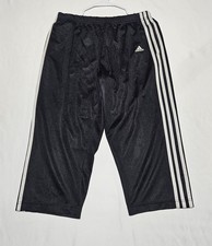 Adidas Boys M Black White Three Stripe Capri Track Pants Athletic Activewear Boys' Capri Pants price