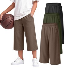 3 Pack Boys Capri Pants Kids Pull On Capris Elastic Waist 3/4 Sweatpants Belo... Boys' Capri Pants price