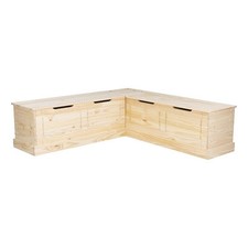 Bowery Hill Modern Wood Backless Corner Nook in Unfinished Pine Kitchen Corner Set price