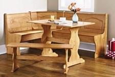 3 pc Natural Wooden Breakfast Nook Dining Set Corner Booth Bench Kitchen Table Kitchen Corner Set price