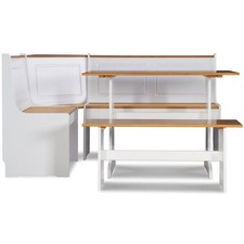 Riverbay Furniture Wood Indoor 3 Piece Kitchen Corner Nook Dining Set in White Kitchen Corner Set price