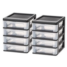 Small 4-Drawer Compact Organizer, Stacking Desktop Unit, Black-Clear, Set of 2 Office Drawer Unit price
