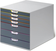 Varicolor 7 Drawer Unit - Gray Desktop Drawer Set with 7 Color Coded Draws - Let Office Drawer Unit price