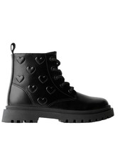 Zara Kids Black Lace-Up Lug Sole Heart Boots Girls' Booties price