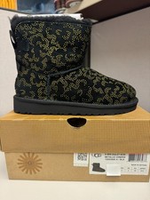 UGG Kids Classic Mini Bailey Bow Metallic Conifer Black  Size 3 Brand New Girls' Booties price
