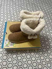 Thereabouts Boots Girls Size 4 Brown TH Lil Willa Faux Fur Pom Pom Memory Foam Girls' Booties price