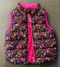 Gap ColdControl 2Y Girls Quilted Puffer Vest Full Zip Pink Floral Fall Winter Girls' Raincoat price