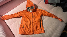 REI Girls Orange Hooded Rain Jacket 100% Nylon Zip Long Sleeve L (14-16) Girls' Raincoat price