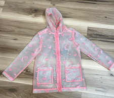 Lucky Penny Girls Hooded Rain Jacket 4-6x Hearts Pink Pockets Youth Girls' Raincoat price