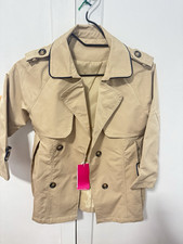 Girls Beige Trench Coat Size 7 Cotton Blend Twill Double-Breasted Collared Girls' Raincoat price