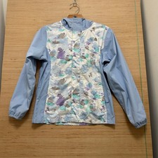 The North Face Girls DryVent Rain Jacket Blue Purple Watercolor Print M 10/12 Girls' Raincoat price