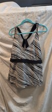 Ava & Viv Women's Plus Size 24W Black and White Striped Tankini Top Tankini price