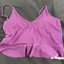 KORTNI JEANE Baby Blue Scoop Back Swim Top Peplum Ruffle Adjustable Strap Tankini price