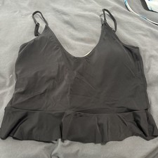 KORTNI JEANE Baby Blue Scoop Back Swim Top Peplum Ruffle Adjustable Strap Tankini price