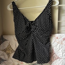 Coco Reef Women's One Piece Swimdress 34C Black/White Polka Dot Built-In Bra Tankini price