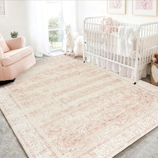 Pink Nursery Rug for Baby Girl 5 X 7 Neutral Blush Pink Boho Cute Floral Foldabl Baby Room Rug price
