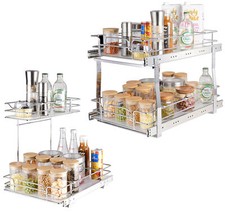 2-Tier Kitchen Cabinet Pull Out Shelf Organizer Slide Out Drawer 9-22 inch Drawer Shelf price