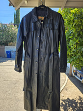 Jaquelin Men’s Black Genuine Lamb Leather Trench Coat Belted Button Front Size M Men's Coat price