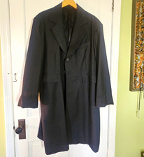 Wahmaker Men’s Black Long Solid Overcoat Button Front Notch Collar Size 48 Men's Coat price