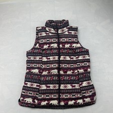 Lands’ End Girls Quilted Puffer Vest Fair Isle Print Size S 6–8 Girls' Vest price
