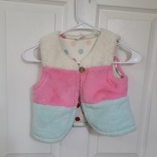 Matilda Jane Girls Colorblock Faux Fur Vest Pink Blue Cream Polka Dot Size 6 Girls' Vest price