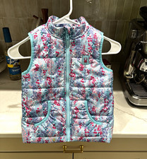 Spyder Girls 4T Floral Puffer Vest Blue Pink Purple Full Zip Pockets Insulated Girls' Vest price