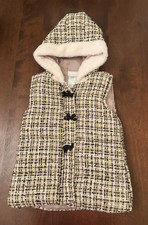 Nicolle Miller Girls Size 6 Tweed Houndstooth Puffer Vest Hooded Faux Fur Zip Girls' Vest price