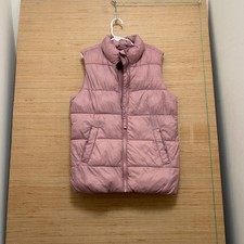 Old Navy Girls Puffer Vest Pink Fleece Lined Quilted Zip Up Mock Neck L 10-12 Girls' Vest price