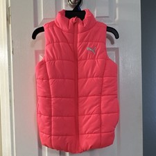 PUMA Girls Pink Puffer Vest Full Zip Insulated Size 5 Sleeveless Girls' Vest price