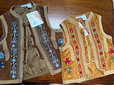 Mary-Kate and Ashley Girls Suede Embroidered Floral Button Vest Size 6 Girls' Vest price