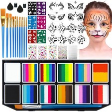 MULVINNIE 12 x 10g Face Painting Kit for Kids, Non-Toxic Water Activated Face Face & Finger Paint price
