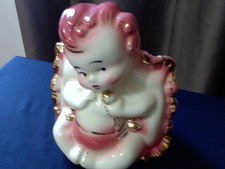 VINTAGE HULL POTTERY PLANTER BABY WITH PILLOW #92 PLANTER PINK GOLD TRIM Baby Gold Pillow price