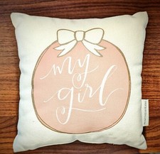 Decorative Pillow My Girl Baby Shower Primitives By Kathy Pink Gold White Stripe Baby Gold Pillow price