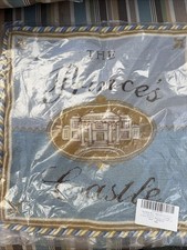 New Needlepoint Pillow The Prince’s Castle Baby Blue Gold 17x17” Case Only Wool Baby Gold Pillow price