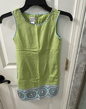 Talbots Kids Girls 7 Green/Blue Geometric Shift Knee Dress Sleeveless Zip Girls' Tunic price