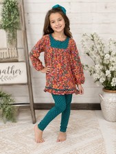 Matilda Jane Girls Floral Tunic Top & Teal Polka Dot Leggings Outfit Set  Sz 8 Girls' Tunic price