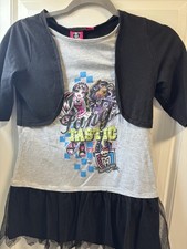 Monster High Girls Tunic Dress Attached Black Shrug Tulle Hem Size 14/16 Girls' Tunic price