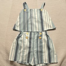 Love 2 Be Loved Girls Size 14 Blue/White Striped Sleeveless Top & Shorts Set Girls' Tunic price