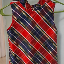 Crown & Ivy Girls 10 Shift Red/Blue Plaid Sleeveless Round Neck Zip Dress Girls' Tunic price