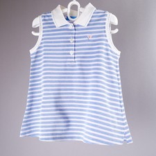 familiar Sleeveless Polo Tunic Dress Size 4-5 Blue Striped Made in Japan Girls' Tunic price