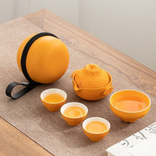 Creative Orange Ceramic Teapot with 4 Cups Portable Travel Tea Set with Bag Tea / Teapot Sets price