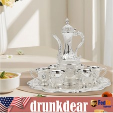 Tea Set Tea Pot 6 Cups Saucers w/Rack Silver 1 oz cup Gift Teapot Coffee Tea / Teapot Sets price