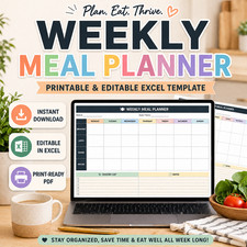 Meal Planner Weekly Digital Print Reprintable PDF File Planner price