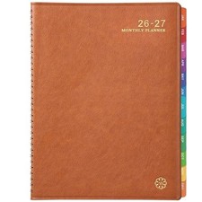 Monthly Planner 2026-2027 Twin-Wire Organizer Leather Cover 18M Planner, Brown Planner price