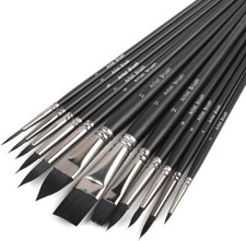 Artist Paint Brush Set of 10 or 12 Art Brushes for Watercolor Acrylic Gouache Painting Supplies price