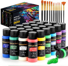 Acrylic Paint Set, 24 Colors (2 Oz/Bottle) with 12 Art Brushes, Art Supplies for Painting Supplies price