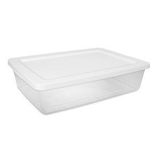 Sterilite 28 Quart Small Bin - Clear Plastic Storage with White Snap-On Lid Storage Containers price
