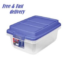 Hefty 18 Quart Clear Storage Bin With Blue Hi Rise Lid FREE SHIPPING Storage Containers price
