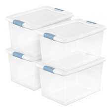 Sterilite 64 Qt Latching Box Stackable Storage Container with Lid, White, 4 Pack Storage Containers price