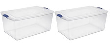 Sterilite 105 Quart Extra-Large Latching Storage Bin Clear Plastic Latch Lid 2Pk Storage Containers price